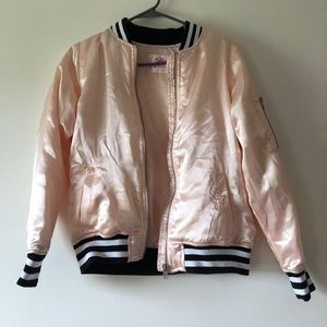 Justice Pinkish Black and White Stripe Jacket